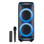 Denver BPS-470 Speaker Bluetooth per feste con karaoke, 2000W PMPO, 20W RMS, luci LED, radio FM, TWS, microfono incluso, nero