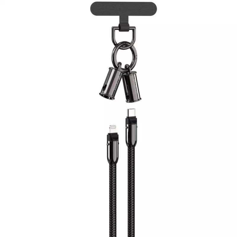 Devia Cavo 2-in-1 USB-C a Lightning Lanyard 1,2m 27W Nero