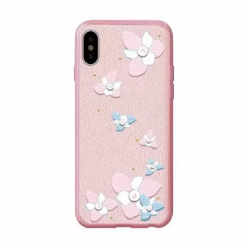 Devia Apple iPhone X Custodia con ricamo floreale Lanya nera