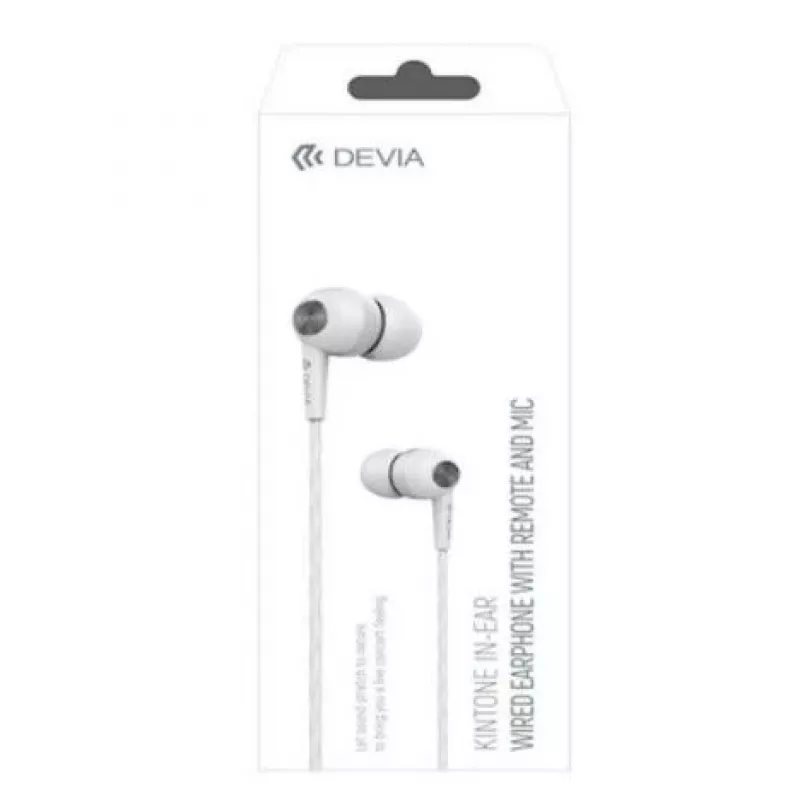Devia Kintone Auricolari con filo con jack da 3,5 mm, bianco