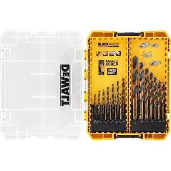 DEWALT DT70755-QZ set di punte per metallo HSS-G, 10 pezzi, attacco esagonale 1/4 pollice, angolo punta 135°, DIN 338, TSTAK Tough Case