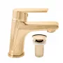 Diamond miscelatore lavabo monoleva con valvola push-open, oro PVD, monoleva, montaggio a parete, ottone massello, DCO127.5KZ