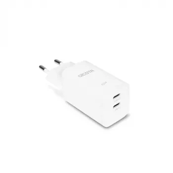 DICOTA Caricabatterie da parete GaN 2 porte 45W, doppio USB-C, bianco