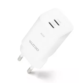 Dicota Caricabatterie da parete GaN 2 porte 65W UK bianco