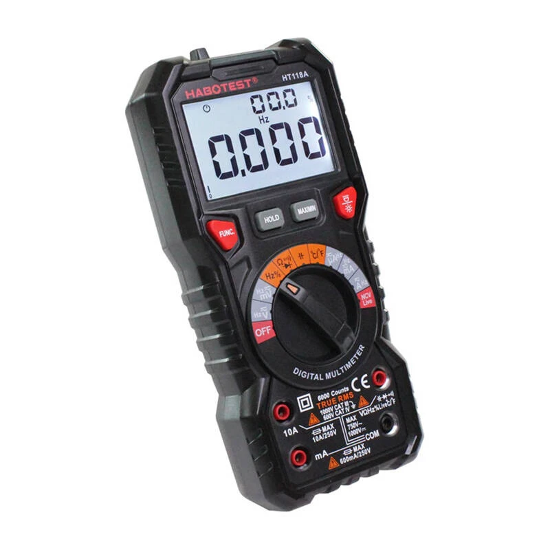 Multimetro digitale con torcia Habotest HT118A, True RMS, NCV