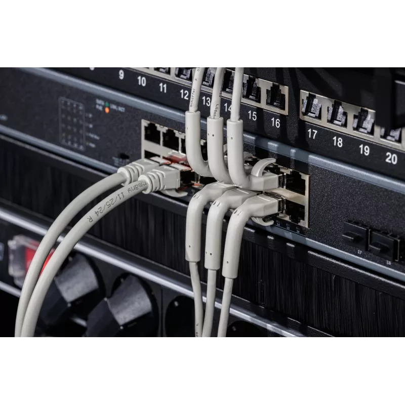 DIGITUS Cavo patch RJ-45 CAT 6A F/FTP angolato, rame, 0,3 m, grigio, confezione da 10
