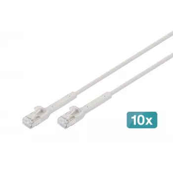 DIGITUS Cavo patch RJ-45 CAT 6A F/FTP angolato, rame, 0,3 m, grigio, confezione da 10