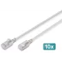 DIGITUS CAT 6A F-FTP cavo patch slim, 1 m, grigio, confezione da 10, LSZH, 10Gbps