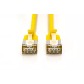DIGITUS cavo patch slim CAT 6A F-FTP, 1 m, giallo, confezione da 10, LSZH, 10 Gbit/s, 500 MHz