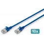 DIGITUS CAT 6A F/FTP cavo patch slim, 3 m, blu, confezione da 10, LSZH, RJ45, 10 Gbps