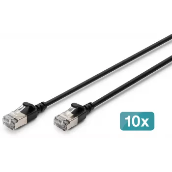 DIGITUS CAT 6A F/FTP cavo patch slim, 5m, nero, confezione da 10, LSZH