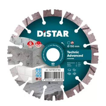 Disco diamantato DISTAR TECHNIC ADVANCED 150 mm x 22,23 mm segmentato, saldato al laser, per calcestruzzo e pietra