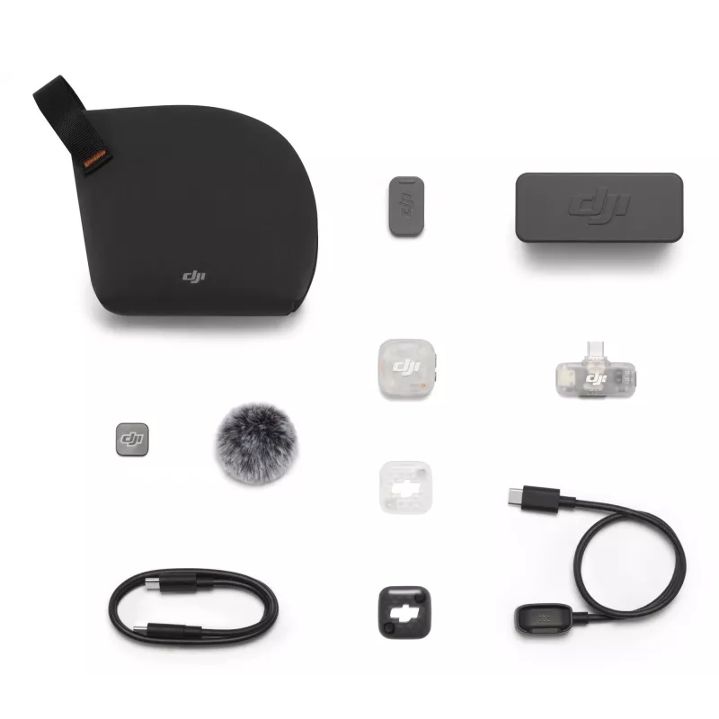 DJI Mic Mini 2S sistema microfonico wireless (1 trasmettitore + 1 ricevitore mobile + custodia di ricarica)
