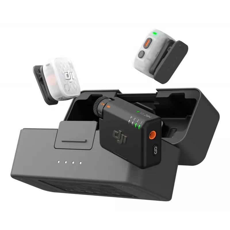 DJI Mic Mini 2S sistema microfonico wireless (2 trasmettitori + 1 ricevitore + custodia di ricarica)
