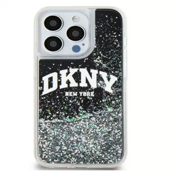 DKNY Apple iPhone 15 Pro 6,1 pollici Custodia rigida Liquid Glitter Big Logo nera