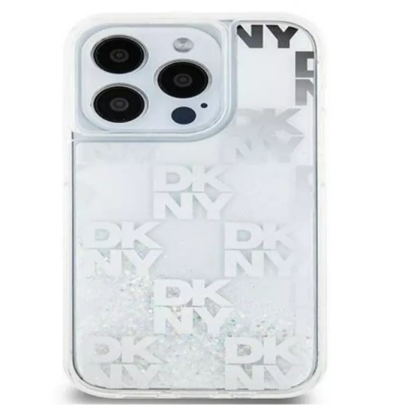 DKNY Apple iPhone 15 Pro Max 6,7 pollici Hardcase Liquid Glitter Multilogo Bianco