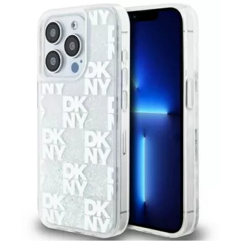 DKNY Apple iPhone 15 Pro Max 6,7 pollici Hardcase Liquid Glitter Multilogo Bianco