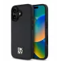 DKNY Apple iPhone 16 Plus Custodia in pelle PU con motivo ripetuto Stack Logo, MagSafe, nero