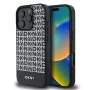 DKNY Custodia in pelle PU per Apple iPhone 16 Pro con motivo ripetuto e striscia inferiore, MagSafe, nero