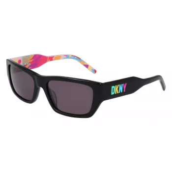 DKNY DK545S-002 Occhiali da sole donna rettangolari - montatura nera lenti grigie sfumate 56mm