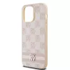DKNY Custodia in pelle con motivo Mono a quadri e strisce stampate per iPhone 14 Pro Max - Rosa
