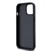 DKNY Custodia in pelle con motivo monogramma a quadri e strisce stampate per iPhone 15/14/13 - Nero