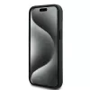 DKNY Custodia in pelle con motivo monogramma a quadri e strisce stampate per iPhone 15/14/13 - Nero
