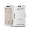 DKNY Custodia in pelle con motivo Mono a quadri e strisce stampate per iPhone 15 Pro - Rosa