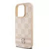 DKNY Custodia in pelle con motivo Mono a quadri e strisce stampate per iPhone 15 Pro - Rosa