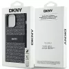 DKNY Custodia in pelle Mono Stripe con logo in metallo per iPhone 14 Pro Max - Nero