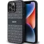DKNY Custodia in pelle Mono Stripe con logo in metallo per iPhone 14 Pro Max - Nero