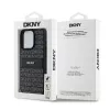 DKNY Custodia in pelle Mono Stripe con logo in metallo per iPhone 15 Pro - Nero