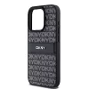 DKNY Custodia in pelle Mono Stripe con logo in metallo per iPhone 15 Pro - Nero