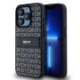 DKNY Custodia in pelle Mono Stripe con logo in metallo per iPhone 15 Pro - Nero