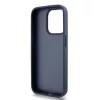 DKNY Custodia in pelle Mono Stripe e logo in metallo per iPhone 15 Pro - Blu