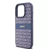 DKNY Custodia in pelle Mono Stripe e logo in metallo per iPhone 15 Pro - Blu