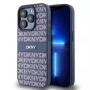 DKNY Custodia in pelle Mono Stripe e logo in metallo per iPhone 15 Pro - Blu
