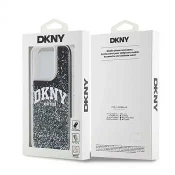 DKNY Custodia Liquid Glitter Big Logo per iPhone 14 Pro - Nero