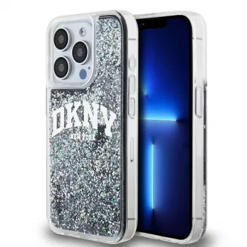 DKNY Custodia Liquid Glitter Big Logo per iPhone 14 Pro - Nero