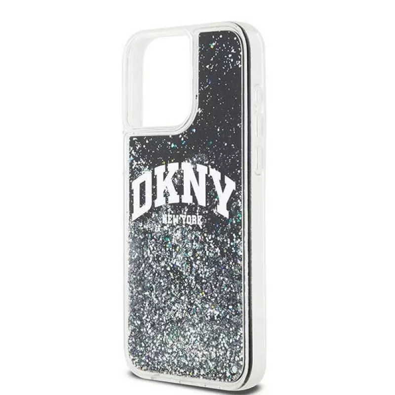 DKNY Custodia Liquid Glitter Big Logo per iPhone 14 Pro Max - Nero