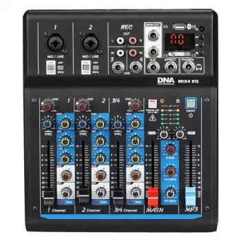 DNA Professional DNA MIX 4 EQ Mixer audio analogico a 4 canali con USB, MP3, Bluetooth