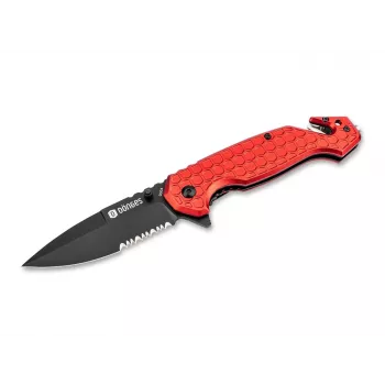 Dönges Basic Fire Coltello fisso con accendifuoco, acciaio inox 420, manico e fodero in PP nero, lunghezza totale 220 mm