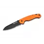 Coltello da soccorso professionale Dönges con taglia cinture e vetri, lama drop-point parzialmente dentellata, manico in alluminio, nero, 205 mm aperto
