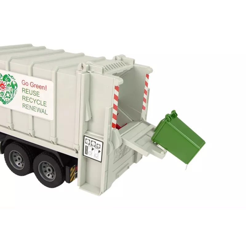 Double E Camion della spazzatura radiocomandato Mercedes-Benz Antos con contenitore arancione 12898