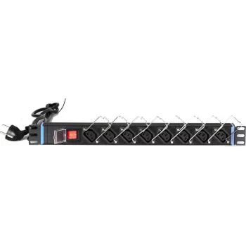 DSIT DS-8PDU-C13 Unità di distribuzione dell'alimentazione – PDU rackmount 1U, 8 uscite IEC C13, 10A 250V, cavo 2m, nero