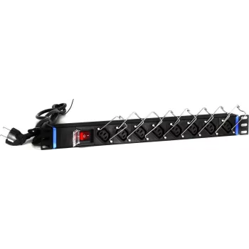 DSIT DS-8PDU-C13 Unità di distribuzione dell'alimentazione – PDU rackmount 1U, 8 uscite IEC C13, 10A 250V, cavo 2m, nero
