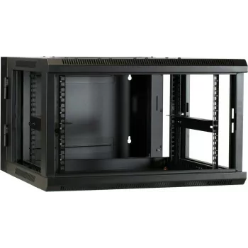 DSIT DS6606-DOUBLE armadio rack a parete 6U con porta in vetro reversibile, 600x600x368 mm, nero