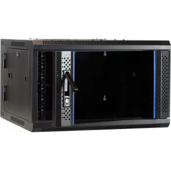 DSIT DS6606-DOUBLE armadio rack a parete 6U con porta in vetro reversibile, 600x600x368 mm, nero