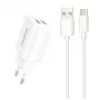 Dudao Alimentatore EU 2x USB 5V / 2,4A + cavo USB Type-C bianco (A2EU + Type-C bianco) bianco