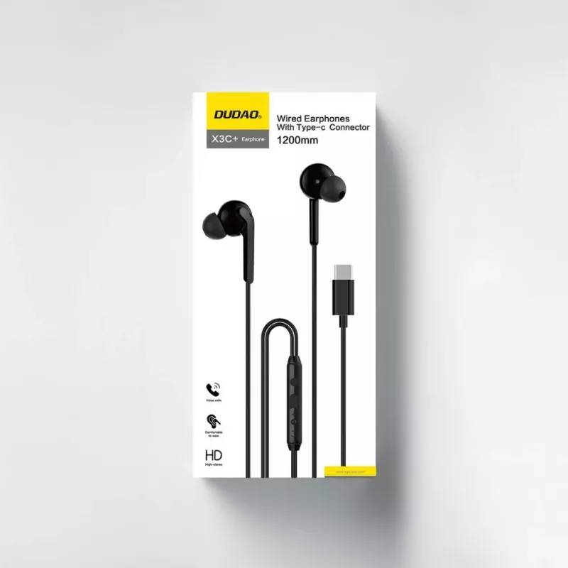 DUDAO Hi-Fi X3C+ Auricolari In-Ear con Filo e Microfono, 1,2 m, Nero